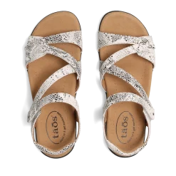 Taos Footwear Soft Support Sandals*Big Time Grey Snake
