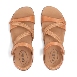 Taos Footwear Soft Support Sandals*Big Time Weave Caramel