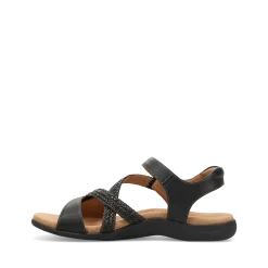 Taos Footwear Soft Support Sandals*Big Time Weave Black