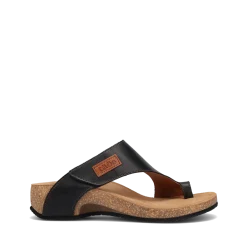 Taos Footwear Cork Support Sandals|Wedge Sandals*Loop Black