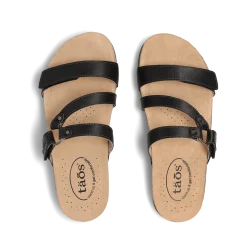 Taos Footwear Cork Support Sandals*Ringslide Black