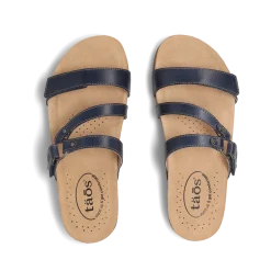 Taos Footwear Cork Support Sandals*Ringslide Dark Blue