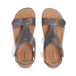 Taos Footwear Soft Support Sandals*The Show Steel