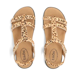 Taos Footwear Soft Support Sandals*Trophy 2 Cheetah Pony Hair