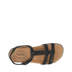 Taos Footwear Soft Support Sandals*Trophy 2 Black Emboss