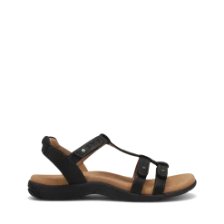 Taos Footwear Soft Support Sandals*Trophy 2 Black Emboss