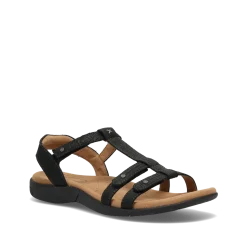 Taos Footwear Soft Support Sandals*Trophy 2 Black Emboss