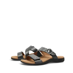 Taos Footwear Soft Support Sandals*Westside Black Metallic
